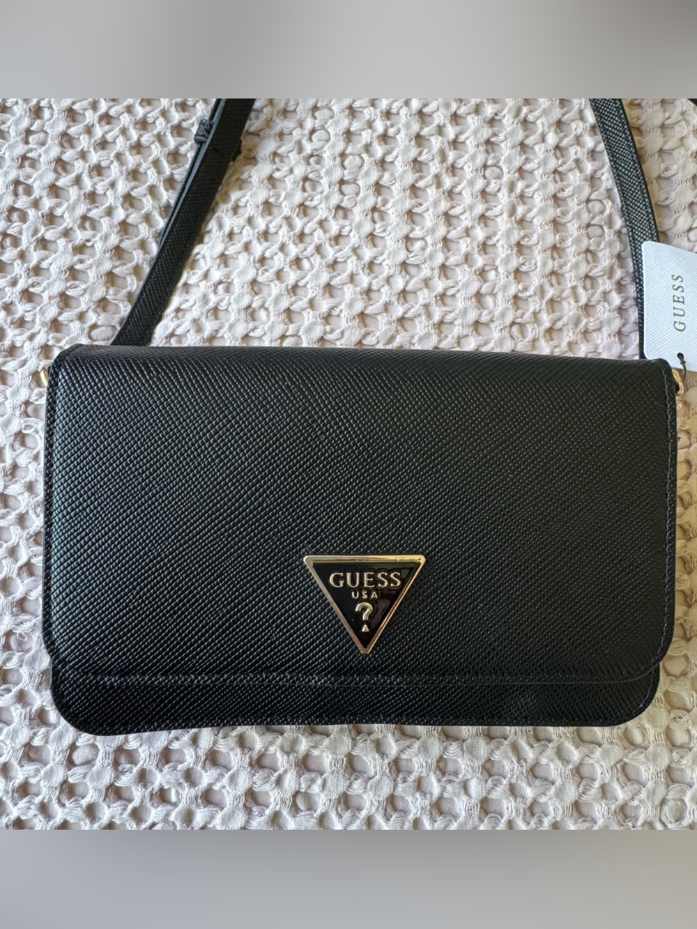 GUESS Noelle Small Flap Organizer Crossbody Wallet Bag Black NWT